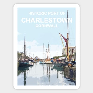 Historic Port Charlestown Cornwall.  Cornish gift Kernow Travel location poster, St Austell Sticker